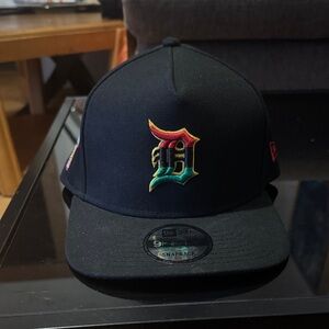 New Era Black Snapback Hat with Multicolor Logo